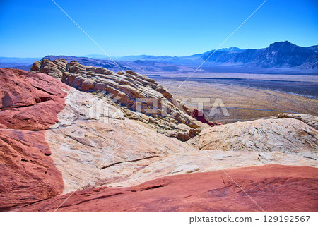 Red Rock Canyon Sandstone Formations and Desert Plains Aerial Red Rock Canyon Sandstone Formations and Desert Plains Aerial 129192567