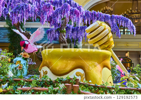 Whimsical Honey Pot and Wisteria in Indoor Fantasy Garden Display 129192573