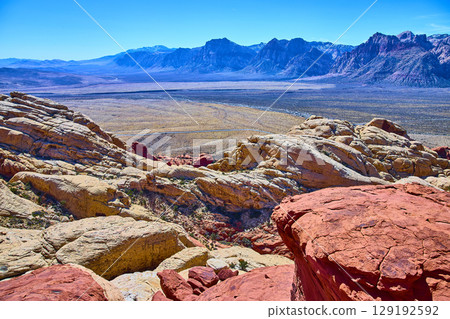Red Rock Canyon Layers and Turtlehead Jr Peaks from Elevated Viewpoint 129192592