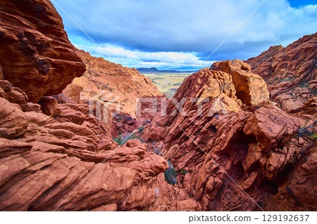 Red Rock Canyon Geology and Desert Vista from Elevated View Red Rock Canyon Geology and Desert Vista from Elevated View 129192637