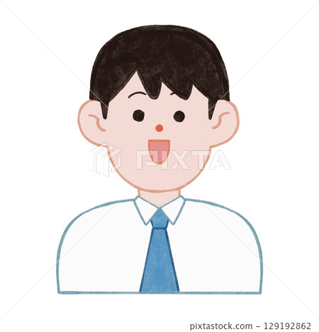 一位身著西裝的年輕商人微笑著 一位身著西裝的年輕商人微笑著 129192862