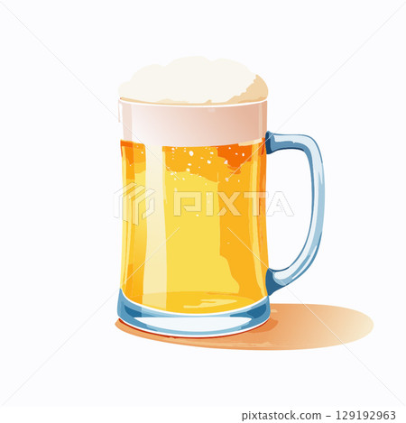 Foamy beer in a mug, watercolor style Foamy beer in a mug, watercolor style 129192963