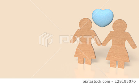 The Wood plate women and heart for lgbtq concept 3d Rendering. 129193070