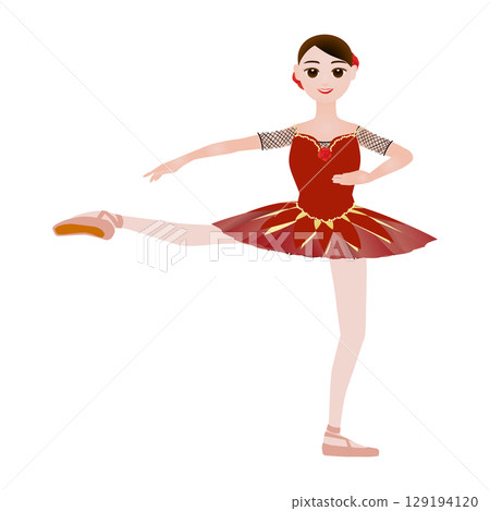 Illustration of a dancer_An image of a ballerina dancing Kitri in the ballet "Don Quixote" 129194120