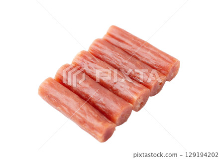 Dry sausages (calpas) lined up on a transparent background (png) 129194202