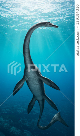 Realistic CG of the giant reptile Mosasaurus lurking in the sea Realistic CG of the giant reptile Mosasaurus lurking in the sea 129194310