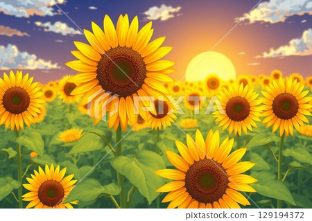 Sunflower and sunset 129194372