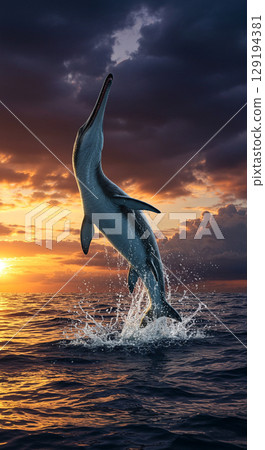 潛伏在海中的巨型爬行動物滄龍的逼真 CG 潛伏在海中的巨型爬行動物滄龍的逼真 CG 129194381