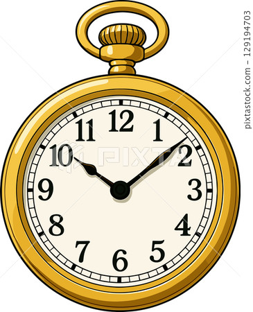 Illustration of a gold pocket watch 129194703