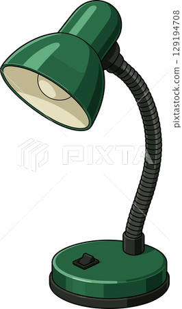 Illustration of a green desk lamp 129194708