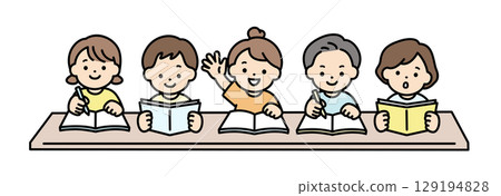 孩子快樂學習的插畫素材 129194828