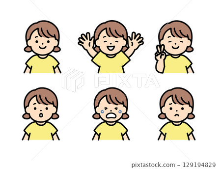 Girl's face illustration set 129194829