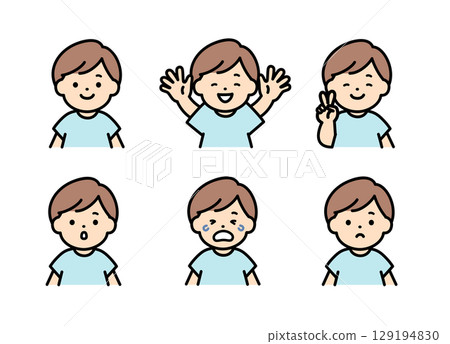 男孩的面孔例證集合 129194830