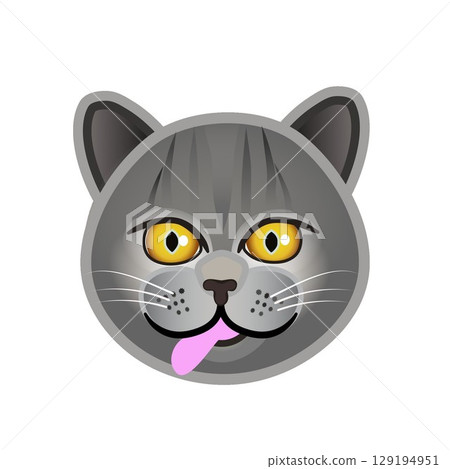 英國短毛貓臉部插圖 129194951