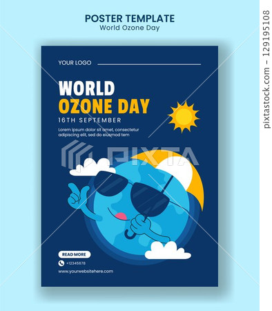 World Ozone Day Social Media Vertical Poster Graphic Design with Hand Drawn Flat Style 129195108