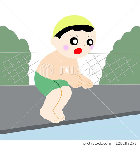 The moment before jumping into the pool The moment before jumping into the pool 129195255