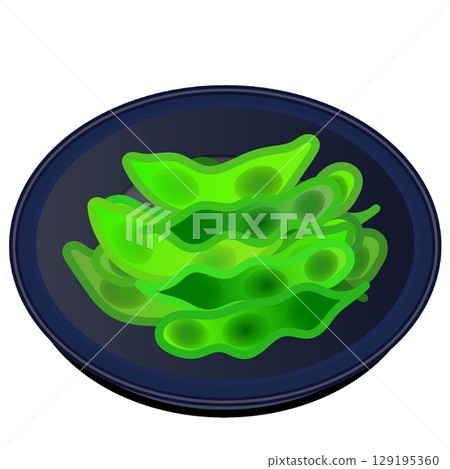 Illustration of edamame beans on a plate Illustration of edamame beans on a plate 129195360