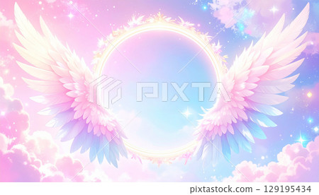 夢幻般的天空背景，帶有羽毛狀的光暈 129195434