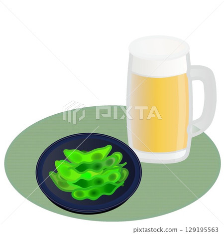 Illustration of edamame in beer Illustration of edamame in beer 129195563