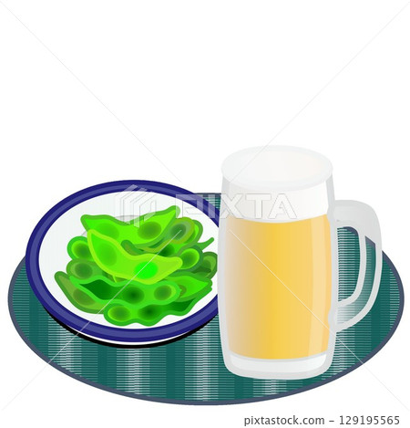 Illustration of edamame in beer Illustration of edamame in beer 129195565