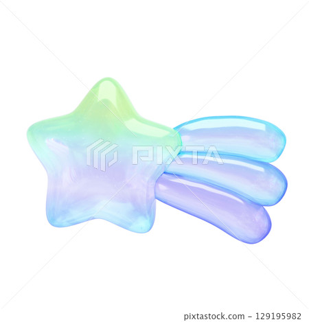 泡泡貼紙式 3D 插畫：流星 129195982
