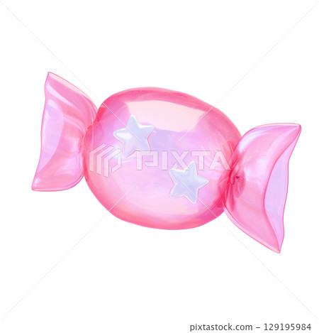 蓬鬆貼紙式3D插畫糖果 蓬鬆貼紙式3D插畫糖果 129195984