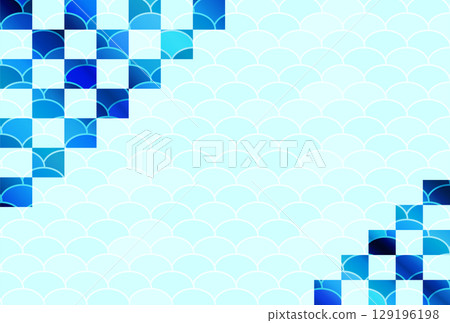 Blue watercolor Japanese pattern background Blue watercolor Japanese pattern background 129196198