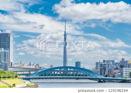"Tokyo" View from Chuo Bridge over the Sumida River, Chuo Ward 129196294