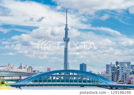 "Tokyo" View from Chuo Bridge over the Sumida River, Chuo Ward 129196298