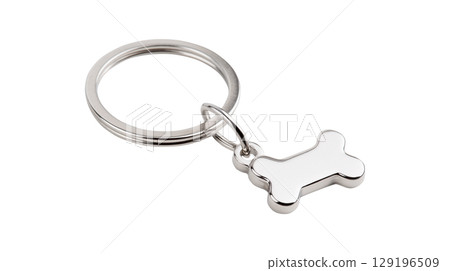 Pet identification tag or keychain accessory in the shape of a bone for dog lovers 129196509