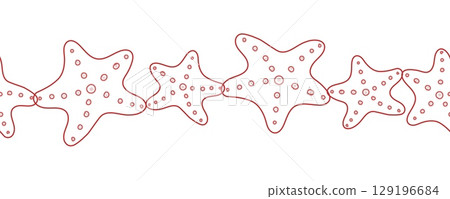 Seamless outline border with red starfish 129196684