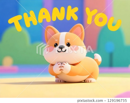 AI 生成的 3D 柯基犬「謝謝」圖案,背景色彩鮮豔 AI 生成的 3D 柯基犬「謝謝」圖案,背景色彩鮮豔 129196735