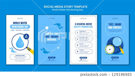 Flat Style Cartoon Illustration for World Water Monitoring Day Social Media Stories 129196985