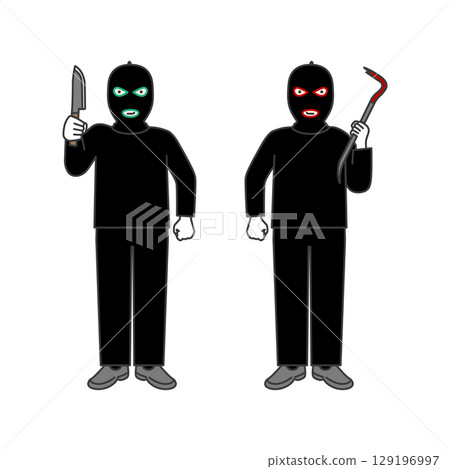 Image illustration of a masked robber/illegal part-time worker Image illustration of a masked robber/illegal part-time worker 129196997