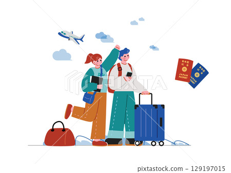 旅行:出國留學的男女 旅行:出國留學的男女 129197015