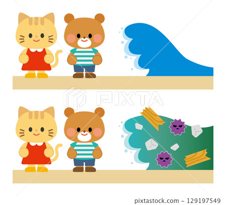 防災插圖海嘯危險01 防災插圖海嘯危險01 129197549
