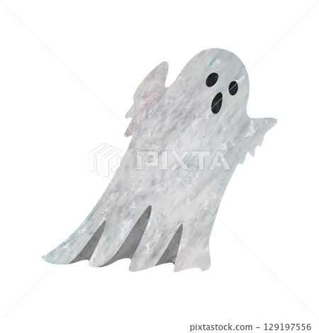 Watercolor hand-drawn ghost illustration 129197556