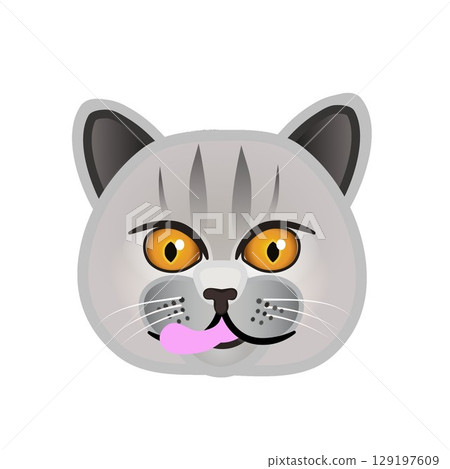 英國短毛貓臉部插圖 129197609