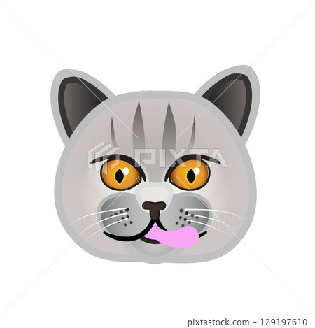英國短毛貓臉部插圖 英國短毛貓臉部插圖 129197610