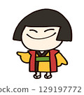 A deformed illustration of a smiling zashiki-warashi 129197772