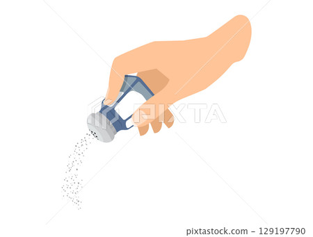 Hand using a salt shaker stock illustration 129197790