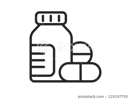 Pill bottle icon line stock illustration Pill bottle icon line stock illustration 129197793