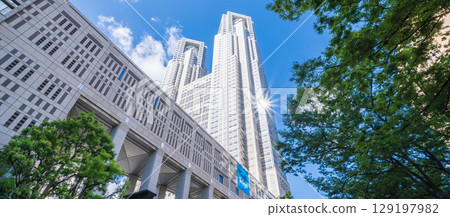 "Tokyo" Tokyo Metropolitan Government Building Surrounded by Greenery, Shinjuku Ward 129197982