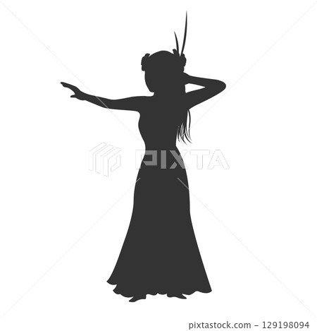 草裙舞剪影插圖素材 129198094