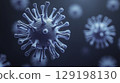 Detailed 3D rendering of a blue virus particle under microscopic view 129198130