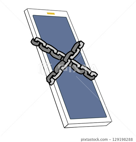 Smartphone with chain Security Concept. Smartphone with chain Security Concept. 129198288