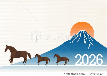 Horse New Year's card zodiac background Horse New Year's card zodiac background 129198323