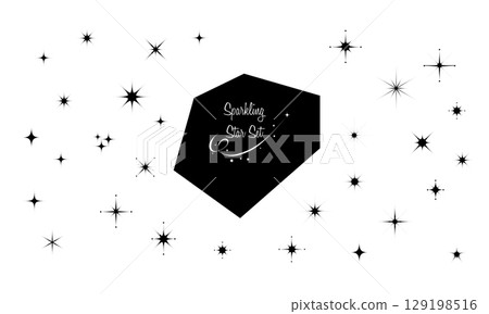 Simple sparkling star-shaped silhouette vector illustration set Simple sparkling star-shaped silhouette vector illustration set 129198516