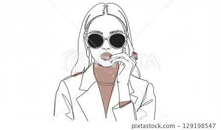 婦女和女孩的水彩和手繪插圖素材 129198547