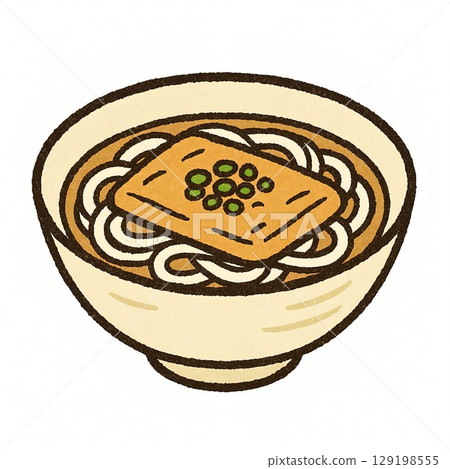 Hand-drawn Japanese-style illustration of kitsune udon Hand-drawn Japanese-style illustration of kitsune udon 129198555